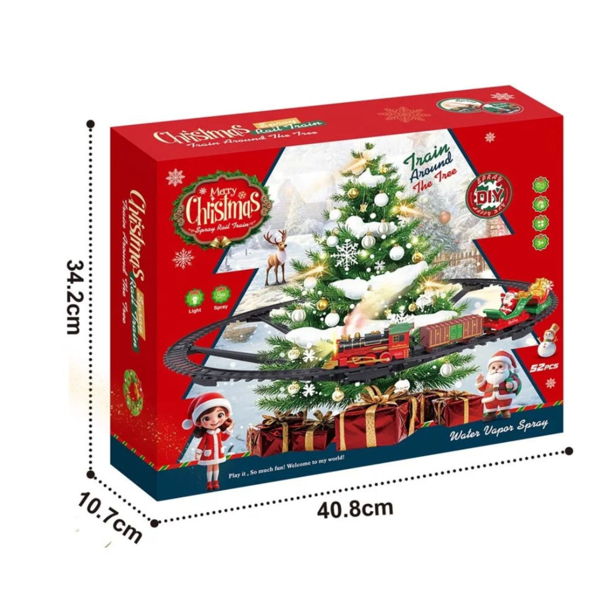 Novogodisnji vozic oko jelke sa zvucnim efektima i parom lokomotive...