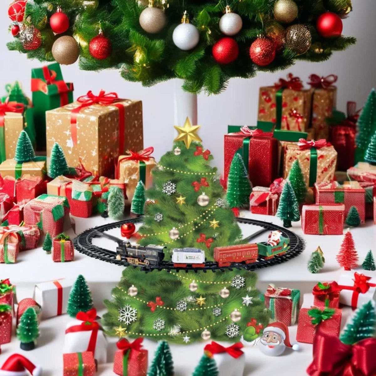 Novogodisnji vozic oko jelke ( vozic i sine )