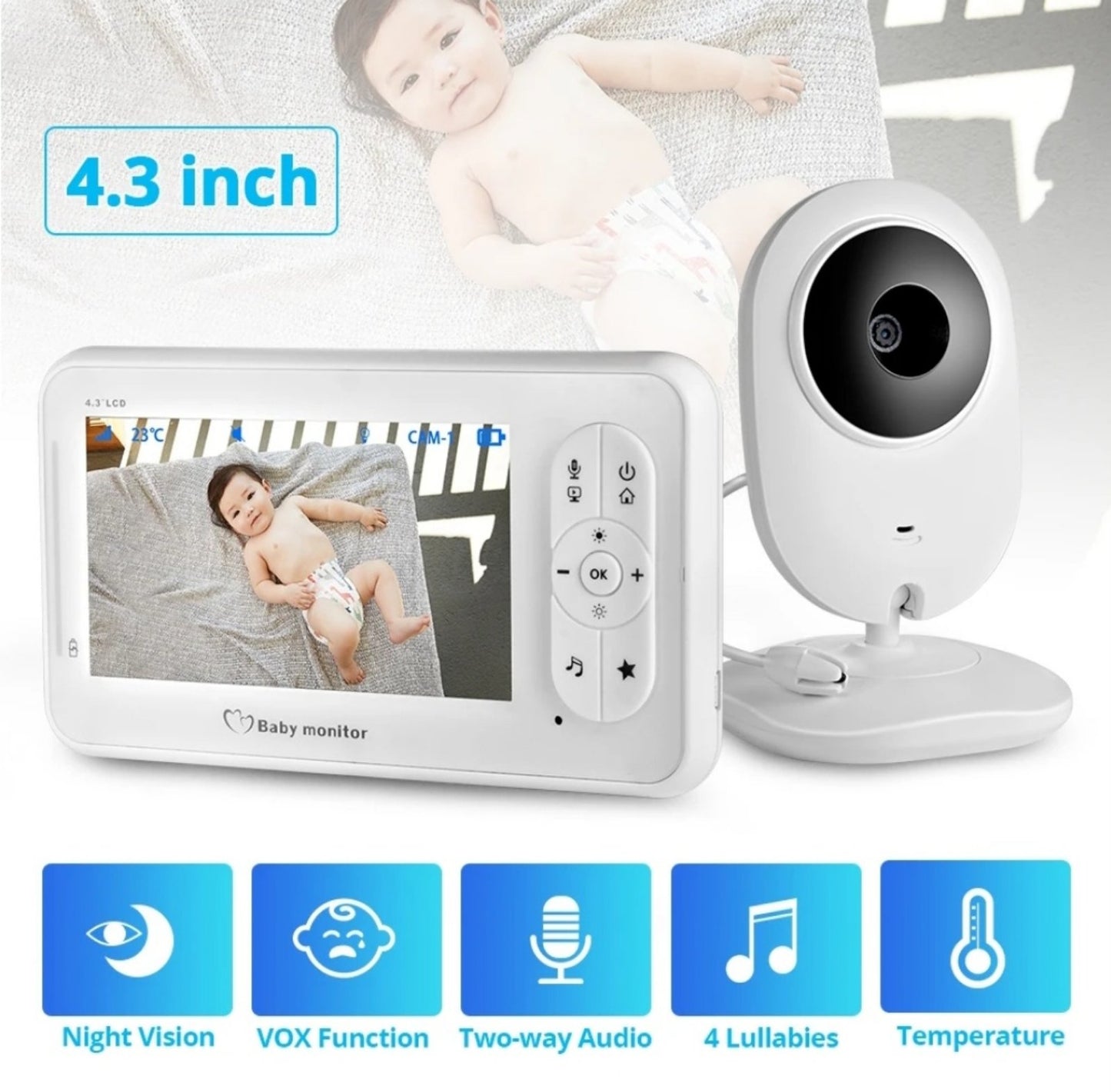 Baby monitor WiFi 4.3"...