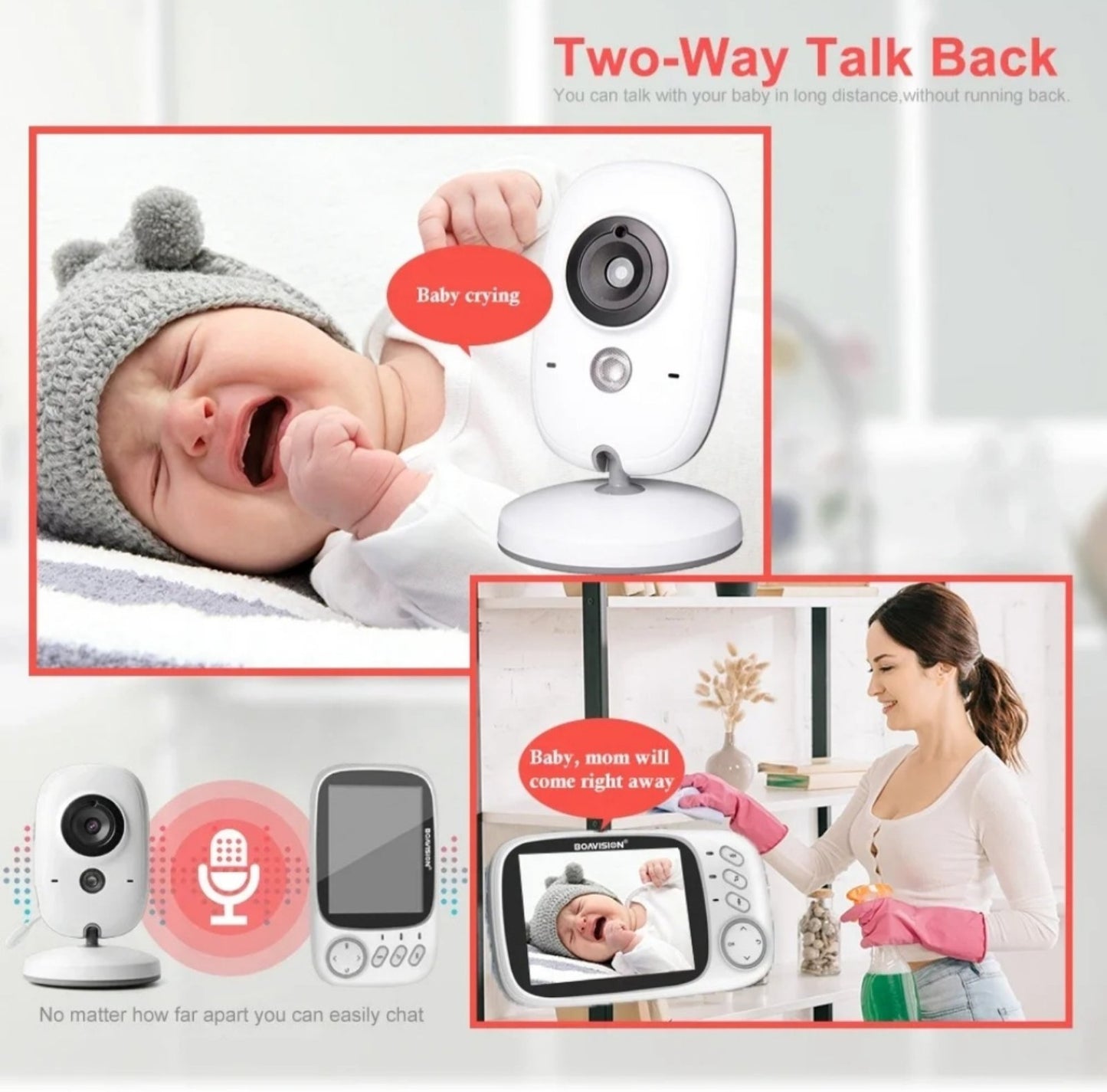 Bebi monitor Bebi alarm sa termometrom Baby kamera 3.2 LCD...