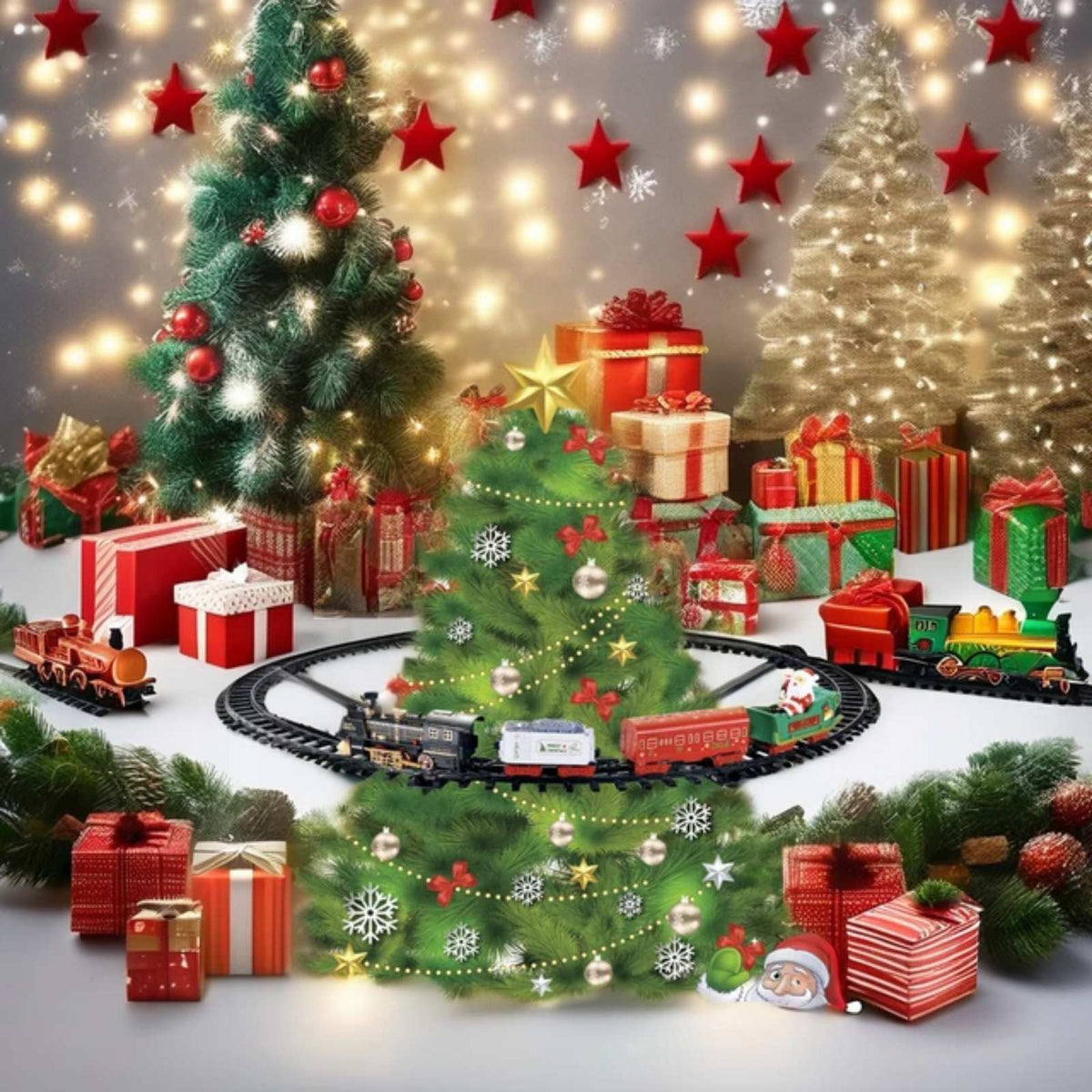Novogodisnji vozic oko jelke ( vozic i sine )