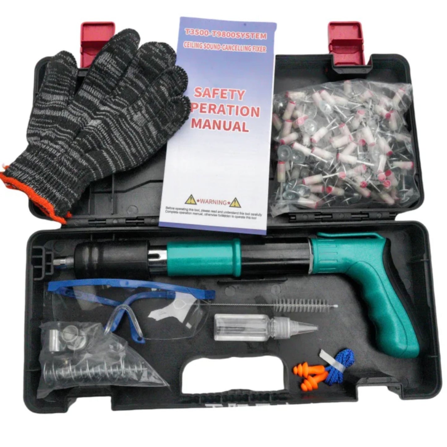 Pistolj sa priborom u setu za zakivanje eksera - set u koferu...