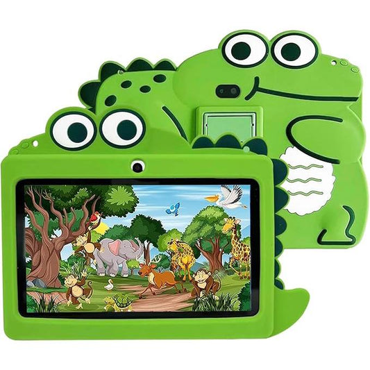 Deciji tablet sa zastitnom maskom u obliku krokodila - Zeleni deciji tablet...