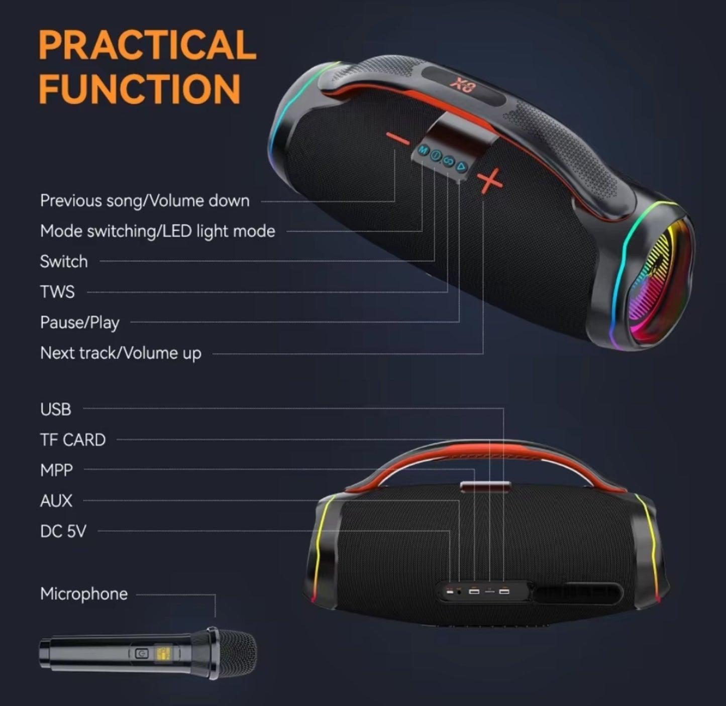 Bluetooth zvucnik - veliki zvucnik ZQS-X8...