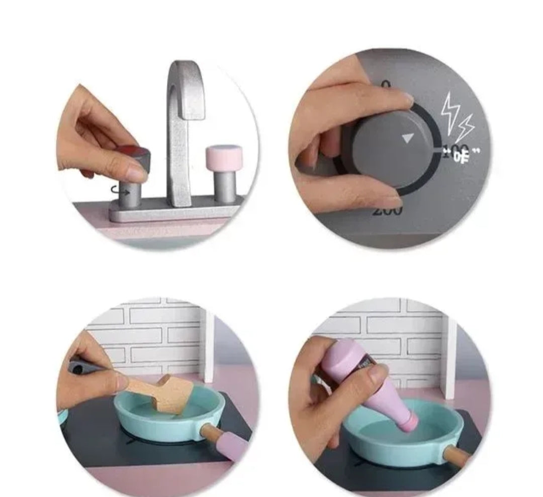 Decija kuhinja - velika drvena sa hladnjakom...