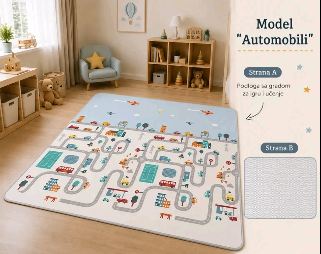 Podloga za decu sa 2 lica - model automobili...